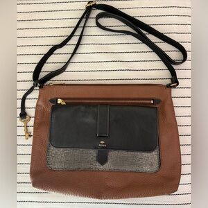 Fossil Black and Brown Crossbody Bag